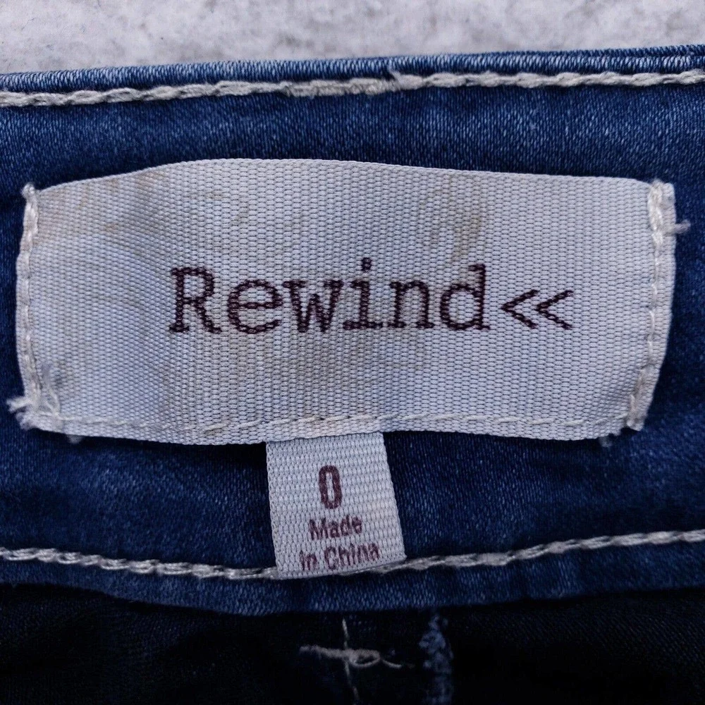 Rewind Jeans Denim Cotton Womens Size 0 Blue Straight Stretch VTG Mid Rise Slim